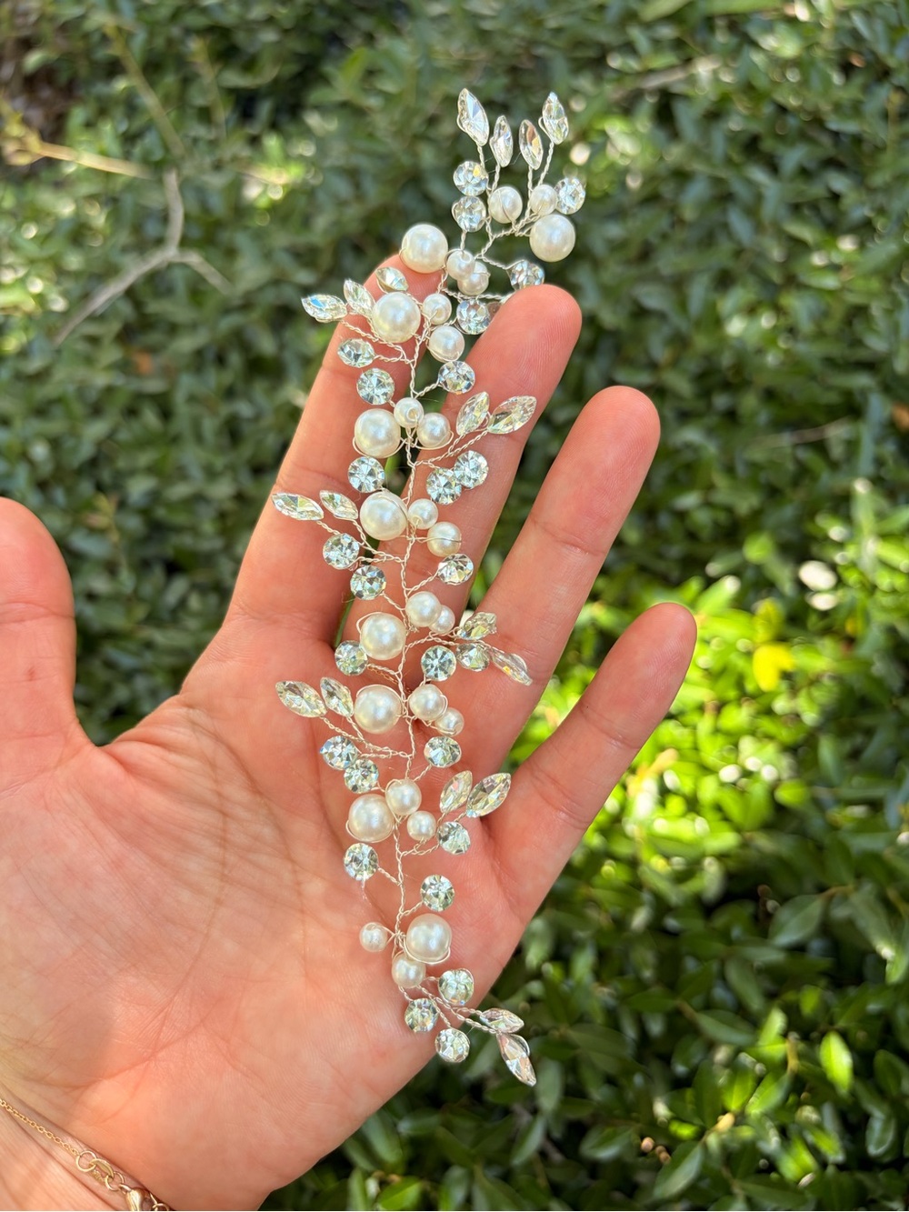 Pearl and Crystal Leaf Hairpiece Bride Hair Accessories - Picture 4 of 5